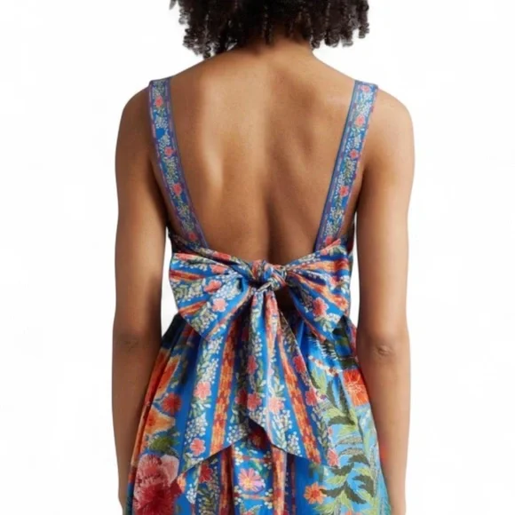 Farm Rio Floral Blue Maxi Dress Size Small NWT - Picture 4 of 8